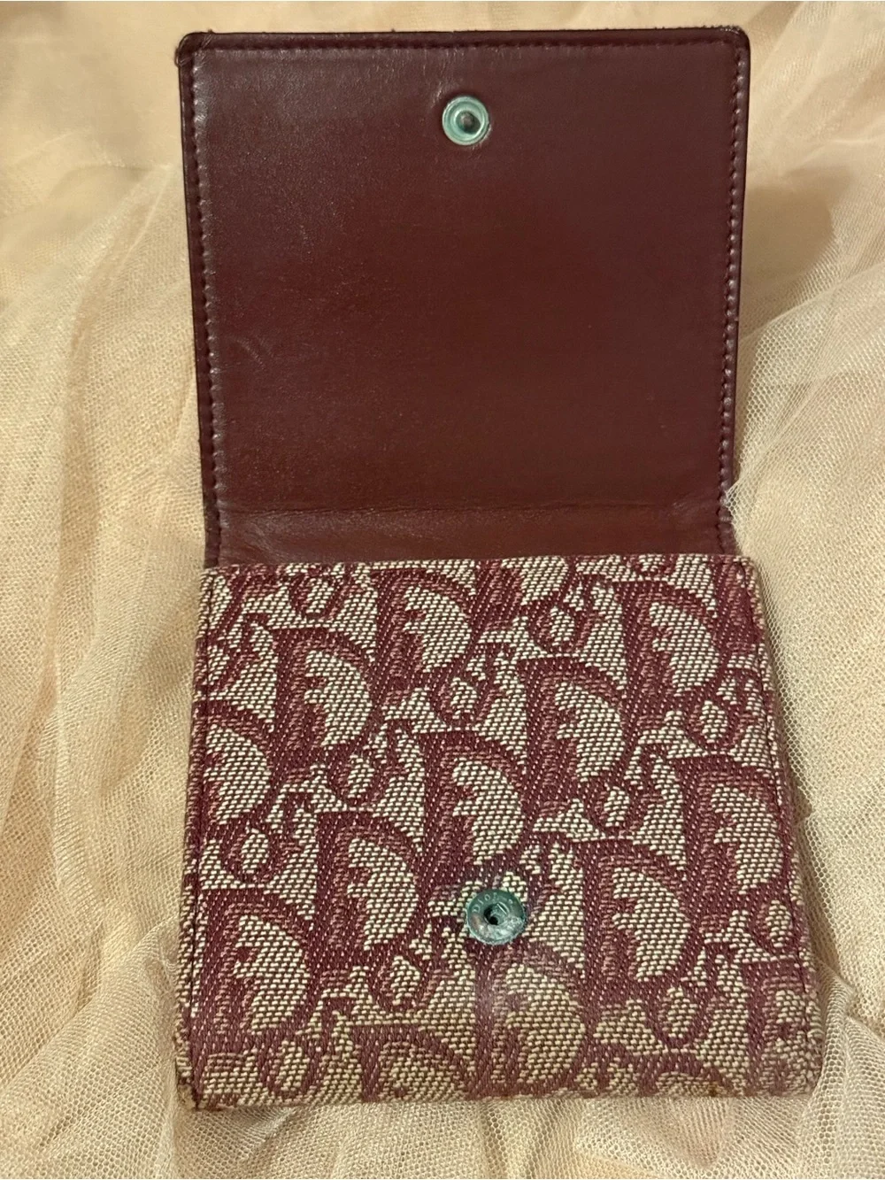 Vintage Christian Dior Burgundy Fold Wallet